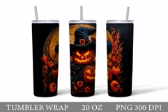 Scary Pumpkin Tumbler Sublimation. Halloween Tumbler Wrap Product Image 1