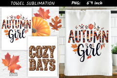 Autumn Girl| Fall Towel Sublimation PNG|Fall Quote Design Product Image 1