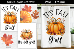 It&#039;s Fall Y&#039;all Towel Sublimation PNG|Fall Quote Design Product Image 1