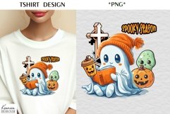 Cartoon Halloween Ghost|Funny Halloween Quotes T Shirt Product Image 1