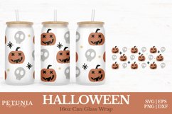 Halloween SVG cut file being used as a 16oz Glass Can Wrap print