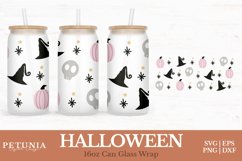 Halloween SVG cut file being used as a 16oz Glass Can Wrap print
