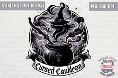 Halloween Sublimation Design Retro PNG Cursed Cauldron Product Image 1