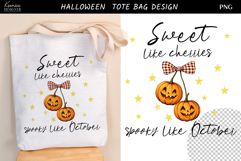 Sweet and Spooky Cherry, Pumpkin Tote Bag Sublimation PNG Product Image 1