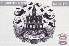 Halloween Sublimation Design Retro PNG Ghostly Gathering Product Image 1