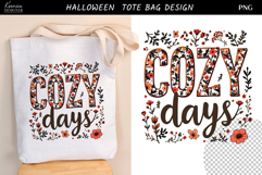 Cozy Days Tote Bag PNG | Fall Floral Design Product Image 1