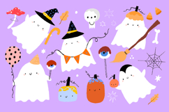 Cute Halloween Ghost Clipart - Kawaii Spooky Digital PNG Product Image 1