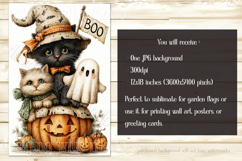 Halloween Garden Flag, Sublimation Vintage Cat Boo Flag d2 Product Image 2