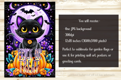 Halloween Garden Flag, Sublimation Trick or Treat Cat Flag Product Image 2