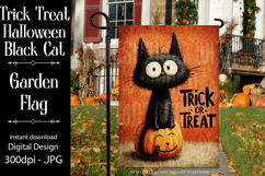 Halloween Garden Flag, Black Cat Trick or Treat Garden Flag Product Image 1