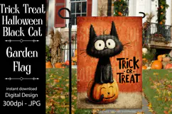 Halloween Garden Flag, Black Cat Trick or Treat Garden Flag Product Image 1
