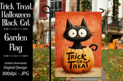 Halloween Garden Flag, Black Cat Trick or Treat Garden Flag Product Image 1