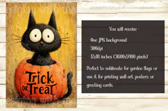 Halloween Garden Flag, Black Cat Trick or Treat Garden Flag Product Image 2