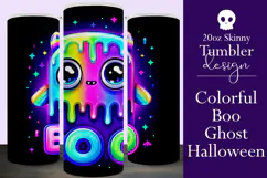 Halloween Tumbler Wrap, Colorful Boo Ghost Tumbler Wrap, t2 Product Image 1