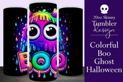 Halloween Tumbler Wrap, Colorful Boo Ghost Tumbler Wrap, t4 Product Image 1