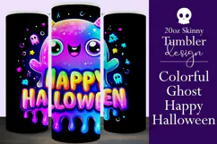 Halloween Tumbler Wrap, Colorful Ghost Tumbler Wrap, t8b Product Image 1