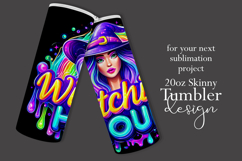 Halloween Tumbler Wrap, Colorful Witch Tumbler Wrap, t16 Product Image 2
