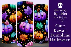 Halloween Tumbler Wrap, Halloween Kawaii Pumpkins Tumbler, 1 Product Image 1