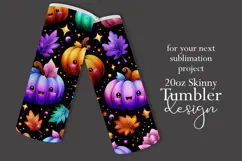 Halloween Tumbler Wrap, Halloween Kawaii Pumpkins Tumbler, 1 Product Image 2