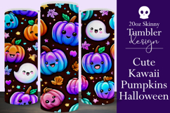 Halloween Tumbler Wrap, Halloween Kawaii Pumpkins Tumbler, 8 Product Image 1