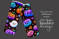 Halloween Tumbler Wrap, Halloween Kawaii Pumpkins Tumbler, 8 Product Image 2