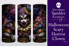 Halloween Tumbler Wrap, Sublimation Scary Clown Tumbler. t1 Product Image 1