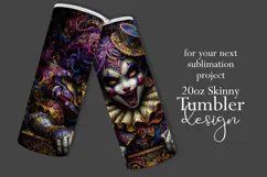 Halloween Tumbler Wrap, Sublimation Scary Clown Tumbler. t1 Product Image 2