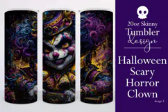 Halloween Tumbler Wrap, Sublimation Scary Clown Tumbler. t3 Product Image 1