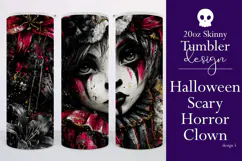 Halloween Tumbler Wrap, Sublimation Scary Clown Tumbler. t5 Product Image 1