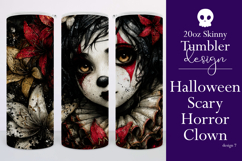 Halloween Tumbler Wrap, Sublimation Scary Clown Tumbler. t7 Product Image 1