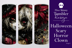 Halloween Tumbler Wrap, Sublimation Scary Clown Tumbler. t8 Product Image 1