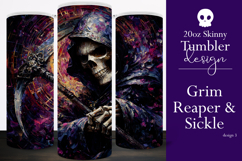 Halloween Tumbler Wrap, Sublimation Grim Reaper Tumbler. t3 Product Image 1