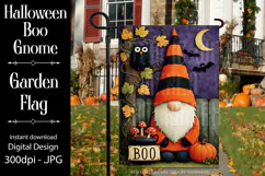 Halloween Garden Flag, Halloween Boo Gnome Garden Flag d1 Product Image 1