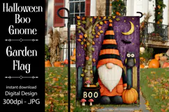 Halloween Garden Flag, Halloween Boo Gnome Garden Flag d2 Product Image 1