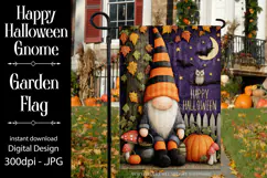 Halloween Garden Flag, Happy Halloween Gnome Garden Flag d2 Product Image 1