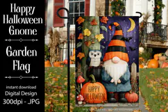 Halloween Garden Flag, Happy Halloween Gnome Garden Flag d3 Product Image 1
