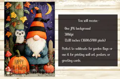 Halloween Garden Flag, Happy Halloween Gnome Garden Flag d3 Product Image 2