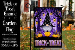 Halloween Garden Flag, Trick or Treat Gnome Garden Flag Product Image 1