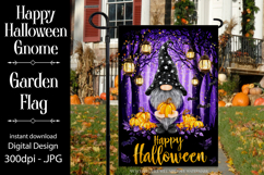 Halloween Garden Flag, Happy Halloween Gnome Garden Flag d7 Product Image 1