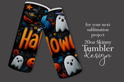 Halloween Tumbler Wrap, Halloween Pumpkin Ghosts Tumbler t3 Product Image 2
