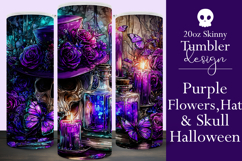 Halloween Tumbler Wrap, Hat, Flowers, Skull Tumbler Wrap, t2 Product Image 1