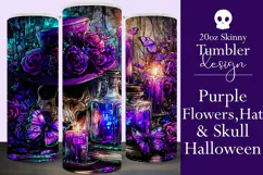 Halloween Tumbler Wrap, Hat, Flowers, Skull Tumbler Wrap, t2 Product Image 1