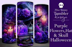 Halloween Tumbler Wrap, Hat, Flowers, Skull Tumbler Wrap, t3 Product Image 1