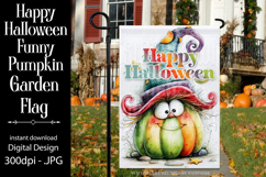 Halloween Garden Flag, Happy Halloween Silly Pumpkin Flag d4 Product Image 1