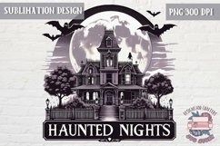 Halloween Sublimation Design Retro PNG Haunted Nights Product Image 1