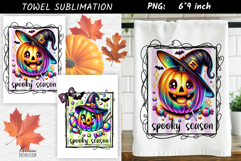 Rainbow Pumpkin with Witch Hat|Spooky Season Towel PNG Product Image 1