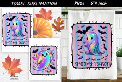 Rainbow Iridescent Ghost |Spooky Season Towel PNG Product Image 1
