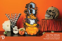 Halloween Spooky Pumpkins and Cauldrons 3D Layered Paper Cut Product Image 2