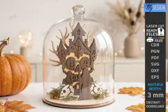 Halloween Miniature Cloche Scene Laser Cut | Haunted House Product Image 1
