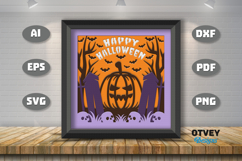 Halloween Scene 3D Shadow Box Layered Papercut SVG Product Image 1